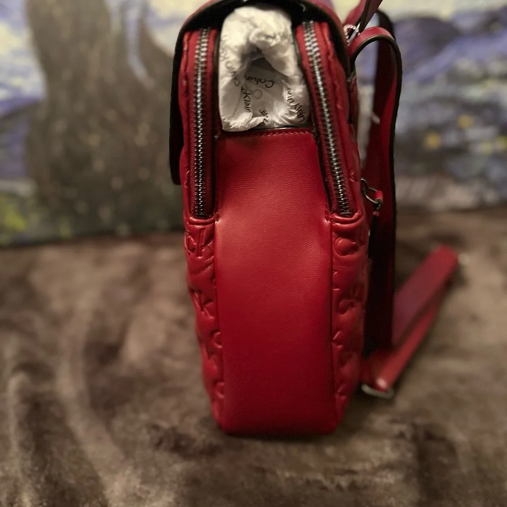 Calvin Klein Red Quilted Backpack-tags Removed - Picture 6 of 10